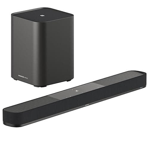 Sennheiser AMBEO Soundbar Plus 7.1.4 Channel Soundbar with Dolby Atmos and DTS:X with Ambeo Sub 8in 350W Wireless Subwoofer with Bluetooth