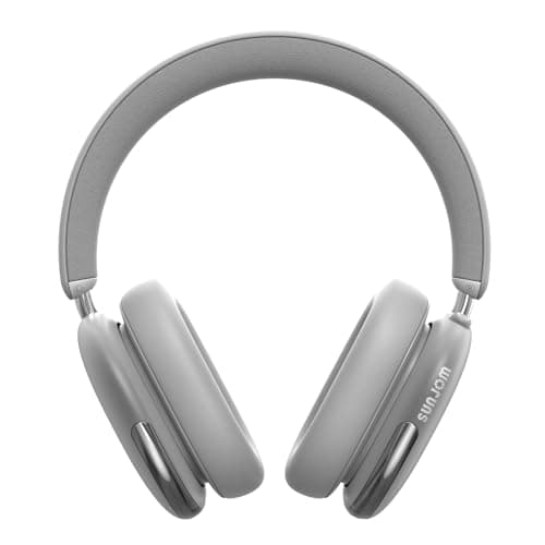 SUNJOM Freepods 120H Playtime Bluetooth ANC/ENC Pro-Level Active Noise Cancelling Over-Ear Headphones Wireless, Headphones with Built-in Microphone Type-C Charging for Call Travel Sports Gym(Silver)