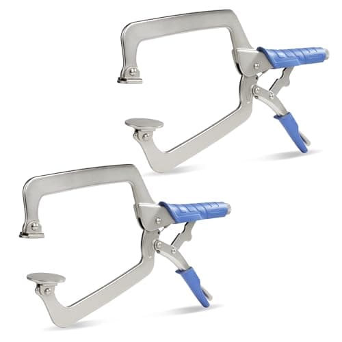 DRAGONITE Heavy Duty C Clamp, Vise Grip Locking Pliers With Swivel Pads, 15 Inch Face Clamp for Woodworking, Welding and Pocket Hole Joinery, 2 Piece