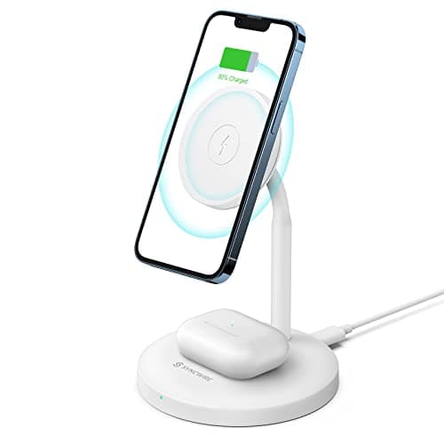 Syncwire Wireless Charging Stand - 2 in 1 Free Rotation Magnetic Charger Station for MagSafe Compatible with iPhone 16, 15, 14, 13, 12 Pro Max, Pro, Mini, Plus, AirPods 8