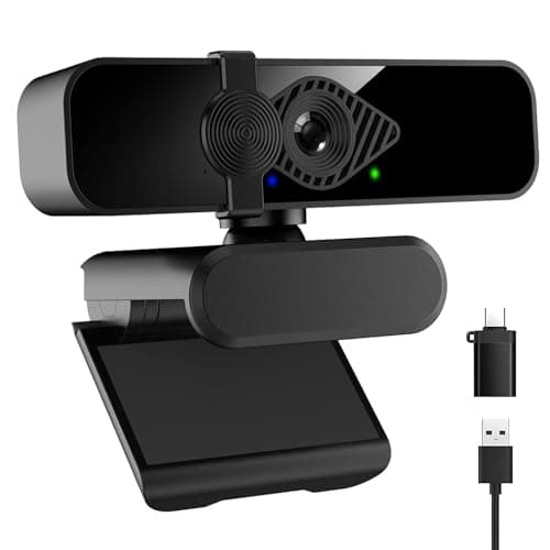 Dobuhont 2K Ultra HD Webcam, Computer Camera for PC Monitor Laptop Desktop - External Web Cameras with Microphone, USB C Adapter, Privacy Cover for Video Conferencing, Streaming & Online Learning