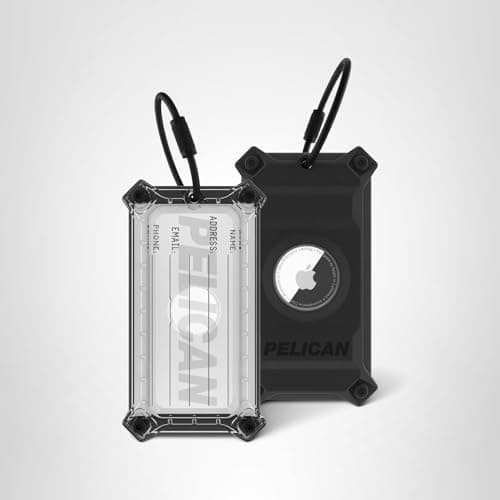 Pelican Luggage Tag, Holder for Apple AirTag - Scratch Resistant and Steel Plate Reinforced Luggage Rugged Case with Name Tag - Stainless Steel Loop with Airtag Case for Travel - Black 7