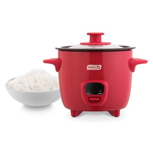 Dash Mini Rice Cooker - Designed for Single-Serve Cooking - Compact Rice Cooker with Nonstick Removable Pot, Keep Warm Function & Easy-to-Clean Sleek Design - Red