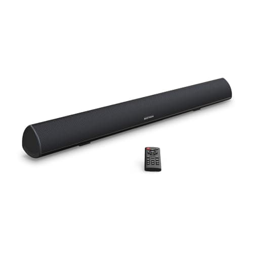 BESTISAN Soundbar, TV Sound Bar with Wired HDMI and Wireless Bluetooth 5.0 Home Theater System (28 Inch, Enhanced Bass Technology, 3-Inch Drivers, Bass Adjustable, Wall Mountable, DSP)