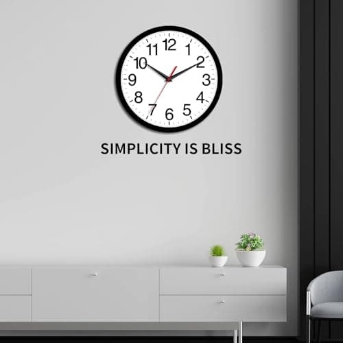 Rohioue Wall Clock Modern 8 Inch Battery Operated Silent Non Ticking Small Analog Clock for Living Room Office Home Bedroom Kitchen Bathroom(Black) 7