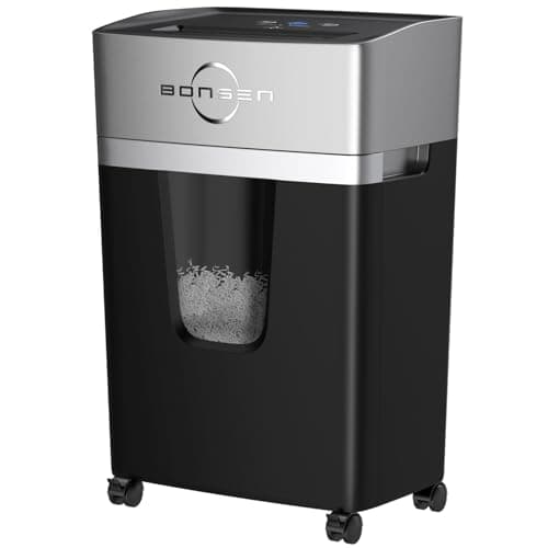 BONSEN 12-Sheet Micro Cut Paper Shredder for Home Office Use, High Security Level P-4/55 dB Ultra-Quiet / 40-Minutes Shredding Shreds Credit Card/Staples, 5.3 Gallons Pullout Bin (S3106)