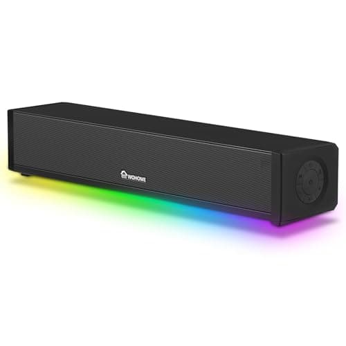 Wohome 2.1 Computer Speakers for Desktop PC, Bluetooth 5.3 Computer Sound Bar with HiFi Sound, 7 RGB Light Modes, DC Powered Laptop Speakers with 3.5mm AUX-in/USB Connected for Game, Music and Movie