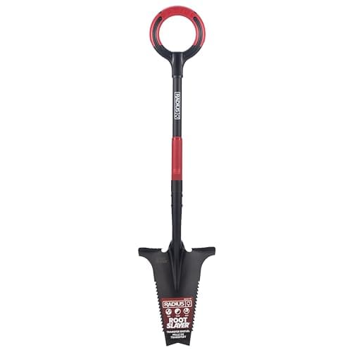 Root Slayer RS220 Heavy Duty Garden Shovel with Serrated Blade for Digging and Root Removal, Steel Spade