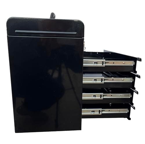 Workington Portable Metal Tool Chest with 4 Drawers, 20" 4-Drawer Tool Chest Cabinet with Ball Bearing Drawer Slides, Steel Tool Storage Box Organizer 4004 Black 10