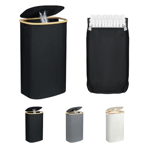 Bellzacasa 29 Gallon Recycling Bin for Kitchen, 110L Large Recycling Bin with lid, Indoor Home Recycle Bins with 1 Removeable Reusable Inner Bag for Bottle Can Plastice Stickers (Black)