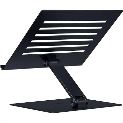 Razer Adjustable Laptop Stand: Supports Phones, Tablets, Laptops, Macbooks up to 18" - Adjust Height and Tilt - Durable Aluminum Construction - Vented Design - Foldable for Storage & Travel - Black 11