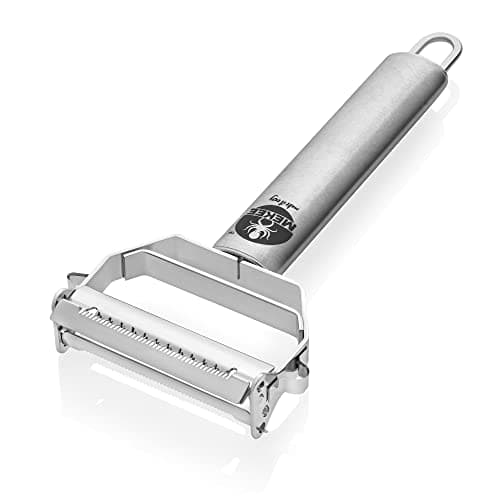 Julienne Peeler Vegetable Peeler for Kitchen - Potato Peeler Stainless Steel Fruit Peeler, Y Veggie Peeler, Sharp Blades Perfectly Cut Cheese & Boiled Sausage for Making Cheeseburgers Sandwiches