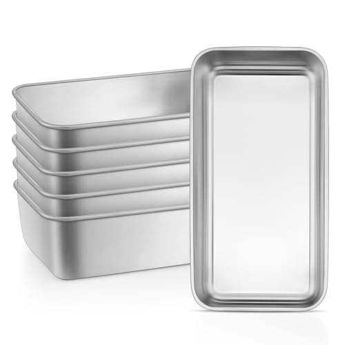 Leonyo 6 Pack Loaf Pans for Baking Bread, 9IN x 5IN Stainless Steel Loaf Pans for Homemade Bread, Meatloaf, Bananas, Brownies, Lasagnas, Dishwasher Oven Safe