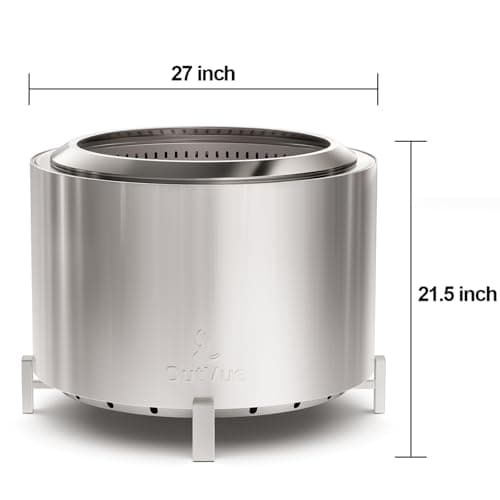 OutVue 27 inch Stainless Steel Smokeless Fire Pit, Outdoor Smokeless Firepit, Wood Burning Fire Pits for Camping, Bonfire, Low Smoke Firepit for Outside (Vertical Hole) 6