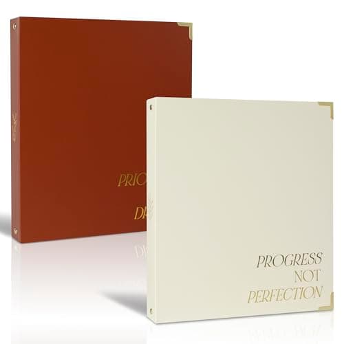 Aesthetic 3 Ring Binder Set of 2 - Sturdy 1 Inch Binder Fits Letter Sized Paper - A Cute Holder for Women or Men with Pocket Easily Organizes Your Paperwork for School, Office or Work