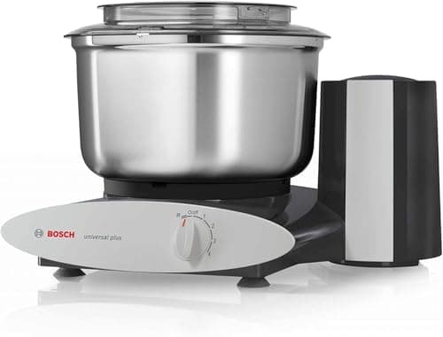 Bosch Universal Plus Stand Mixer with Stainless Steel Bowl with NutriMill Dough Hook Extender Bundle- Black 500 Watt