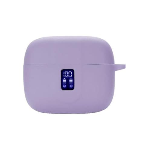 smaate Earbuds Case Compatible with TAGRY X08 Wireless Headphone, Silicon Protective Cover with Keychain, with Window for LED Display, Purple