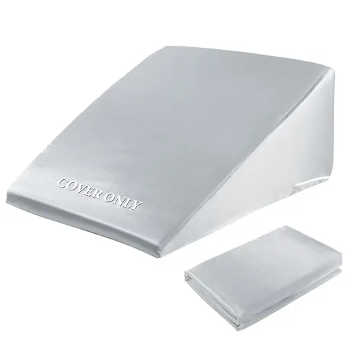 HOMBYS Satin Bed Wedge Pillow Cover Silky & Smooth Wedge Pillowcase 1 Pack 24x24x8, Soft & Breathable, Removable & Machine Washable-Zipper Design (Pillow Not Include), (Light Grey, 24"x24"x8")