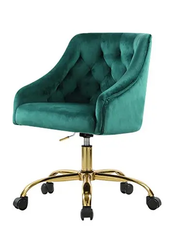 Velvet Fabric Swivel Task Chair for Home Office Ergonomic Comfortable Chair - Green with Dirt-Proof M-6030S 6