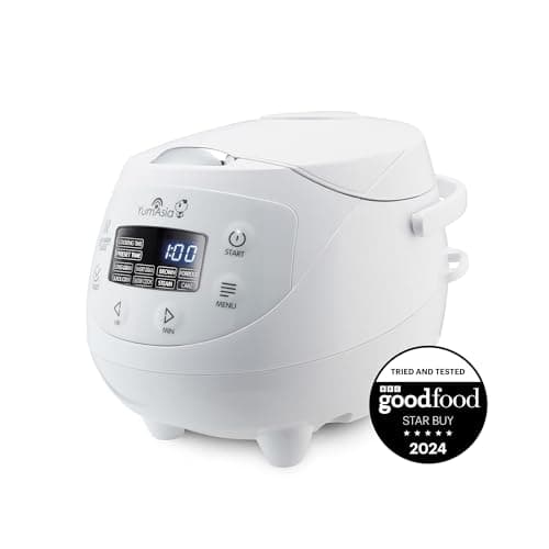 Yum Asia Panda Mini Rice Cooker With Ninja Ceramic Bowl and Advanced Fuzzy Logic (3.5 cup, 0.63 litre) 4 Rice Cooking Functions, 4 Multicooker functions, Digital LED display - 120V