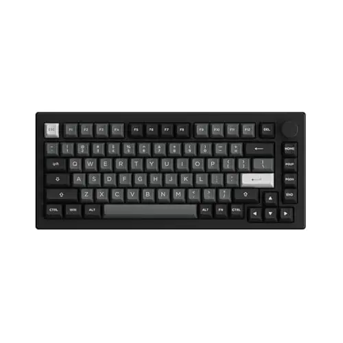 Akko 5075B Plus Mechanical Keyboard 75% Percent RGB Hot-swappable Creamy Keyboard with Knob, Black & Silver Theme with PBT Double Shot ASA Profile Keycaps V3 Creamy Yellow Pro Switch