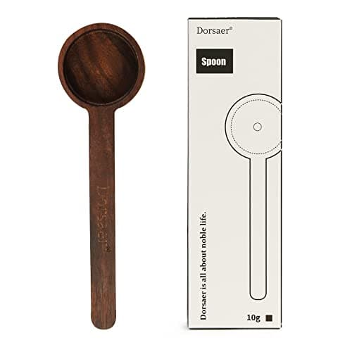 Dorsaer Wood Scoop for Canister - Measuring Spoon for Coffee Beans, Ground Coffee, Protein Powder, Spices, Tea and Bath Salt Scoop (Long)