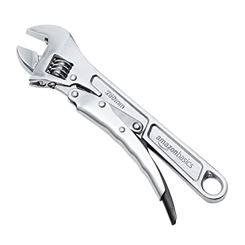 Amazon Basics 10 inch Locking Adjustable Wrench, Precision Machined, Rust Resistant, 2.7 inch x 0.75 inch