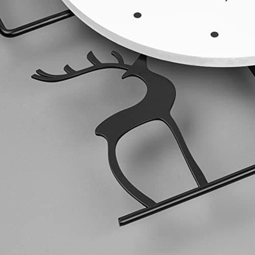 FLEBLE Large Wall Clocks for Living Room Decor Modern Pendulum Wall Clock Silent Quartz Battery Operated Non-Ticking for Bedroom Kitchen Office 24inch Black Metal Deer Clock Wall Decor for Home Indoor 6