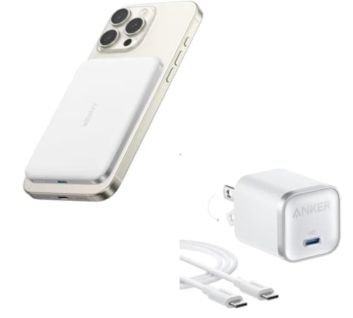 Anker Nano Power Bank, Ultra-Slim 5,000mAh Magnetic Battery Pack&Anker Nano 45W Type C Charger Fast Charging