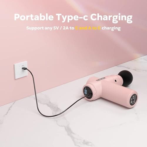 AERLANG Mini Massage Gun-Pink，Muscle Deep Tissue Massager Gun, Handheld Percussion Massager, Portable Quiet Massage Gun with Carry Case for Home Office Gym Motehr Day Gifts for Women Men Her 6