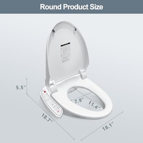ZMJH ZMA102D Bidet Toilet Seat, Round Smart Unlimited Warm Water, Vortex Wash, Electronic Heated, Warm Air Dryer, Rear and Front Wash, LED Light, Need Electricity, White, (Round) 8