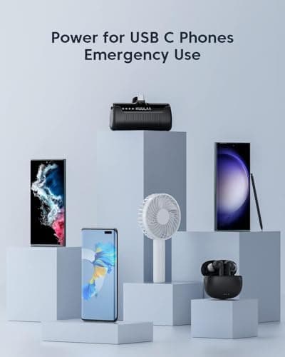 Kuulaa Portable Charger USB C Power Bank 4500mAh Small Portable Phone Charger Android Compact Plug in Battery Pack Portable Compatible with iPhone 15, Samsung Galaxy, Moto, LG, Pixel, Black 6