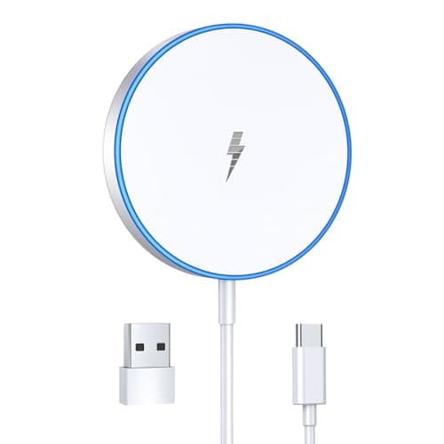 Magnetic Wireless Charger 15w Apple Mag-Safe Charger for iPhone 17 Pro Max/17 Pro/17Air/17/16/15/14/13/12 Series AirPods Series LED Magnet Charging Pad Mag Safe Charger with Dual Charging Ports
