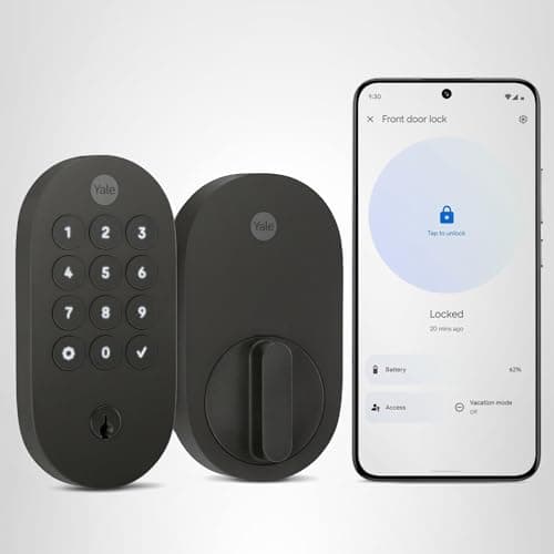 Yale Matte Black Keyed Deadbolt Smart Lock with Google Matter, YRD510-MT1-BLK 8