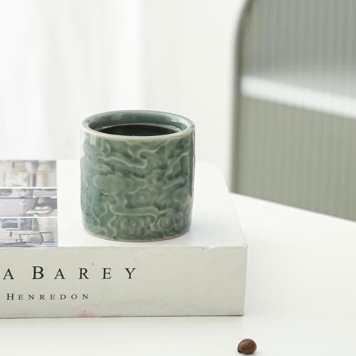 Dicmracy Ceramic Espresso Cups Set of 2 or 4-3oz Demitasse Cups for Coffee & Tea, No Handles, Durable & Dishwasher Safe (green, 2) 7