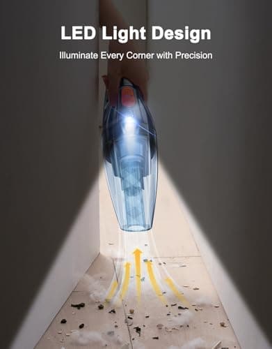 Otemly Handheld Vacuum Cordless Rechargeable 9KPA - [2H Fast Charging Dock] Portable Car Vacuum Cleaner High Power Suction with LED Light, 2 HEPA Filters, Dust Busters Wet Dry for Home/Car/Office/Pet 7