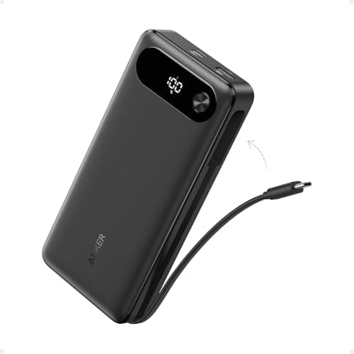 Anker 20,000mAh Power Bank 30W USB-C Fast Charging Portable Battery Pack, PD Charger for iPhone, Samsung, MacBook, iPad, Steam Deck, Travel-Friendly, Compact Design – Black
