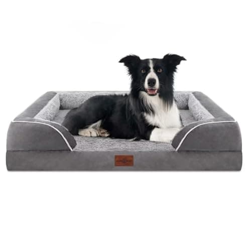 Comfort Expression Orthopedic Dog Bed for Large Dogs 36x27 Inch, Waterproof Supportive Egg Crate Foam Large Pet Bed with Removable Bolsters, Dog Couch with Washable Cover & Non-Slip Bottom, Grey
