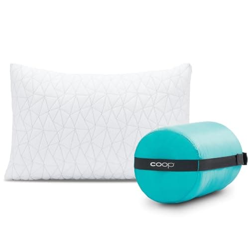 Coop Home Goods Original Travel and Camping Adjustable Pillow, Small Camping Pillow with Compressible Stuff Sack, Medium-Firm Memory Foam with Lulltra Washable Cover, CertiPUR-US Certified (19x13)