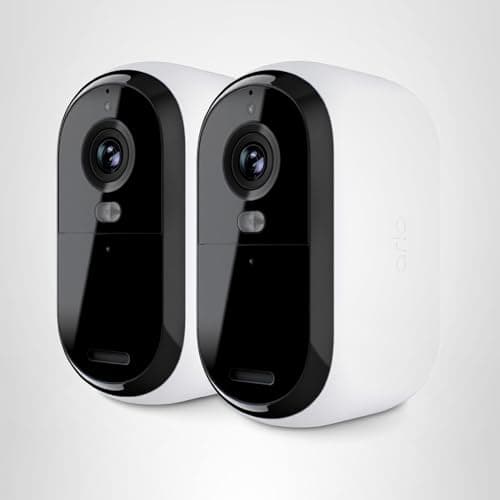 Arlo Essential Security Camera 2K | Outdoor-Indoor | 2nd Gen | Wireless with Spotlight, 2-Way Audio, Color Night Vision, Live Stream, Motion Activation, Real Time Notifications - White, 2 Camera 8
