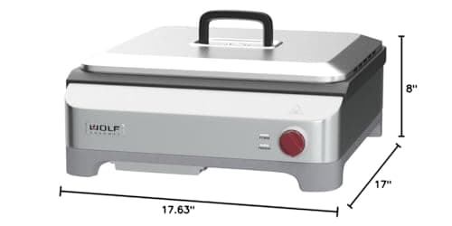 Wolf Gourmet Precision Electric Griddle, Indoor Grill, 200 sq. in, Nonstick Coating, Advanced Temperature Control, Stainless Steel, Red Knob (WGGR100S) 6