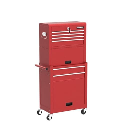 Goplus Tool Chest, 3-in-1 Rolling 6 Drawers Tool Cabinet with Detachable Top Toolbox, Middle Tool Storage, Universal Lockable Wheels, Protective Liner, Auto Lock, Metal Tool Box for Garage Workshop 6