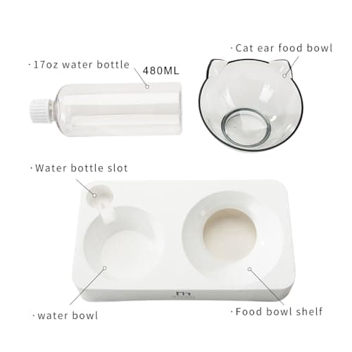 Marchul Double Elevated Dog Cat Bowl, Pets Water and Food Bowl Set, 15° Raised Tilted Dishes Indoor for Kitten, Puppies, Small or Medium Size Dogs Cats 5