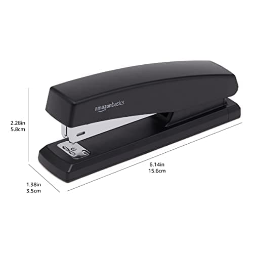 Amazon Basics Desktop Office Stapler, Lightweight, 25 Sheet Capacity, Non-Slip, Black, 3-Pack with 1000 Staples 7