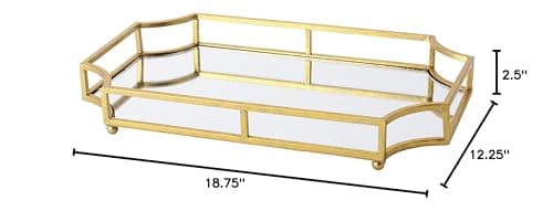 Kate and Laurel Ciel Metal Mirrored Ornate Scalloped Decorative Tray, Gold 4