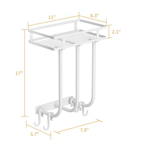 GAGUIUP Towel Racks for Bathroom, Wall Mounted Towel Rack with Metal Shelf & 4 Hanging Hooks, Towel Shelf Towel Storage for Small Bathroom, Can Hold 3 Large Size Rolled Towel Holder Organizer, White 7