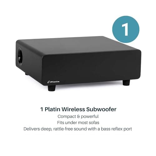 Platin Monaco 5.1 Wireless Home Theater Surround Sound System for Smart TVs - with WiSA SoundSend Transmitter Included - WiSA Certified - Tuned by THX. 5