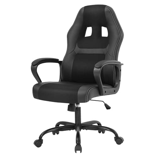 PayLessHere Gaming Chair Ergonomic Office Chair Computer Chair with Lumbar Support Ergonomic Pu Leather Adjustable Height Executive Chair for Women Men and Adults (Classic, Black)