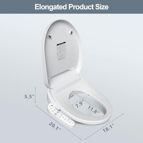 ZMJH A201 Elongated Smart Toilet Seat, Unlimited Warm Water, Vortex Wash, Electronic Heated,Warm Air Dryer,Bidet Seat,Rear and Front Wash, LED Light, Need Electrical, White (Elongated) 8