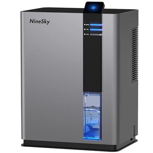 NineSky Dehumidifier for home, 98 OZ Dehumidifier for Room, Dehumidifiers for Bathroom, Bedroom, Basement (800 sq. ft.) with Auto Shut Off, 5 Colors LED Light(H2 Gray)